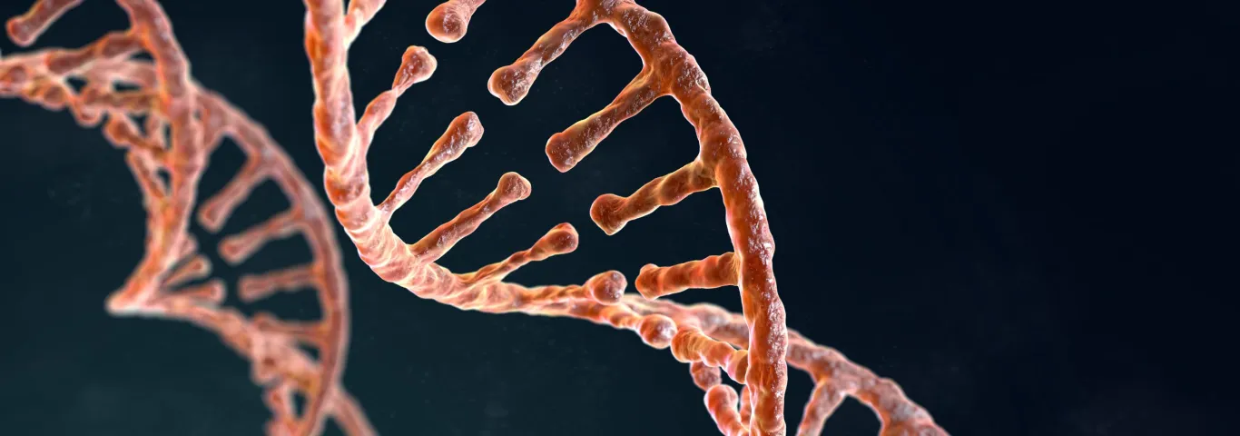 DNA strand on black background