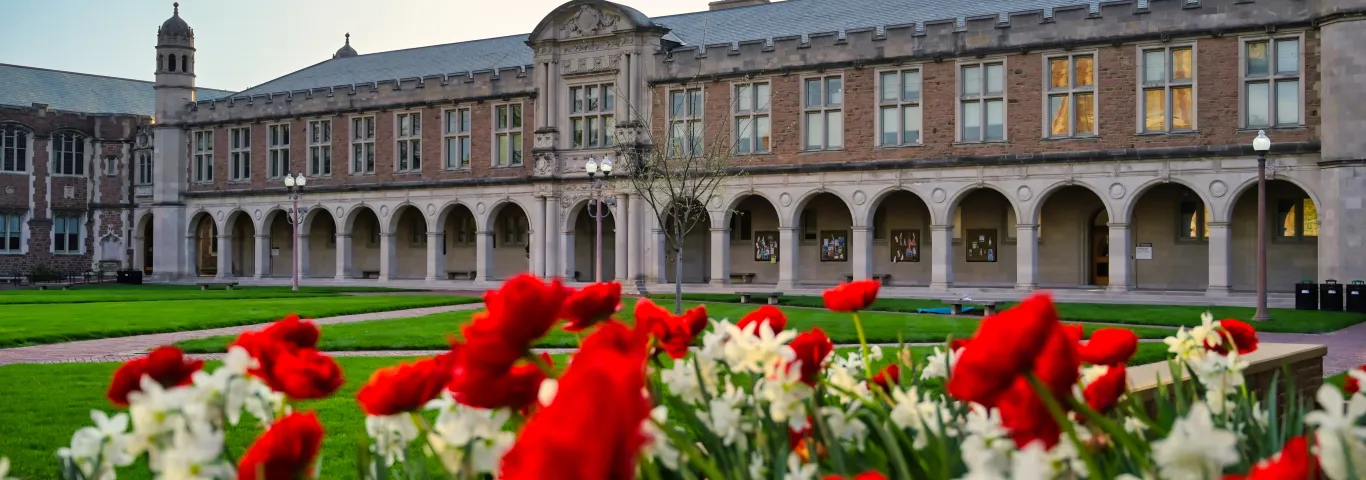 Ridgley Hall with flowers
