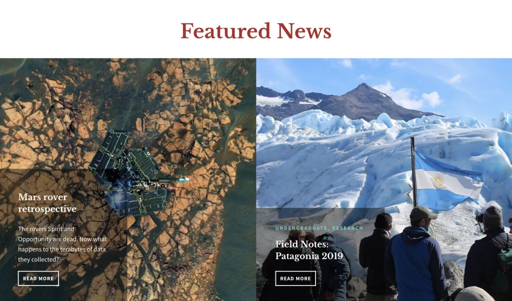 featured news section of a publication page